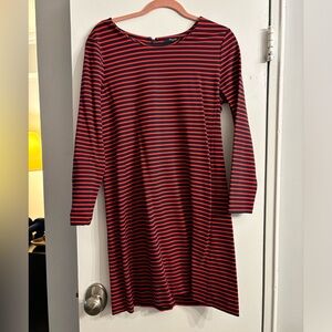 Madewell long sleeve red and blue shift dress-L